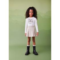 Conjunto Menina Blusa em Algodão e Shorts Saia Sarjado - Momi