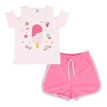 Conjunto Menina Blusa Manga Curta Open Shoulder E Short Runner - PlayLand Kids