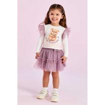 Conjunto Menina Blusa Manga Longa e Saia em Tule Dolce Giardino - Petit Cherie