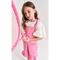 Conjunto Menina Blusa Meia Malha e Jardineira em Sarja C/elastano Beli.me