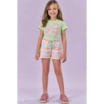 Conjunto Menina Blusa Meia Malha e Shorts em Fly Tech Kukiê Conjunto Menina Blusa Meia Malha e Shorts em Fly Tech Kukiê