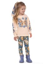 Conjunto Menina Blusa Moletom e Legging Meia Malha Nanai