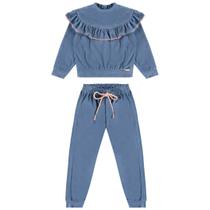 Conjunto Menina Blusão e Calça em Plush Azul - Kiki Xodó. Conjunto Menina Blusão e Calça em Plush Azul - Kiki Xodó.