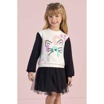 Conjunto Menina Blusão em Moletom sem Felpa e Saia em Tule - Mon Sucré