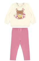 Conjunto Menina Blusão Estampa Glitter Em Moletom Flanelado - Carinhoso P