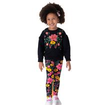 Conjunto Menina Blusão Moletom Flor Strass e Legging Cotton Estampada Nanai Conjunto Menina Blusão Moletom Flor Strass e Legging Cotton Estampada Nanai
