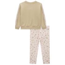 Conjunto Menina Blusão Moletom Sem Felpa e Legging em Canelado Bege/Rosa - Kukiê Conjunto Menina Blusão Moletom Sem Felpa e Legging em Canelado Bege/Rosa - Kukiê