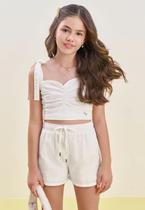 Conjunto Menina Branco Shorts Vic Vicky