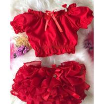 Conjunto Menina Bunda Rica Infantil Baby Ciganinha Croped Varias Cores