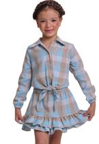 Conjunto Menina Caipira Junino Azul Estampado Muvilê 4 ao 6