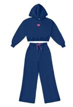 Conjunto menina calça wide leg em moletom flanelado malwee kids 16