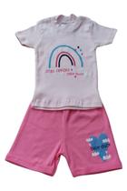 Conjunto Menina Camiseta Rosa c/ Short Pink Dias Felizes Conjunto Menina Camiseta Rosa c/ Short Pink Dias Felizes