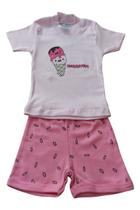 Conjunto Menina Camiseta Rosa c/ Short Pink Sorvete