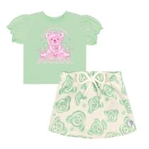 Conjunto Menina Cinti Blusa Algodão e Short Saia Moletom Lin Tamanho:3Cor:Igual da foto