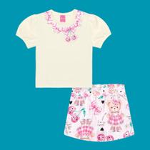 Conjunto Menina Cinti Blusa Lilás Saia Estampa Ursinhos Laço Conjunto Menina Cinti Blusa Lilás Saia Estampa Ursinhos Laço