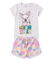 Conjunto Menina Cotton Estampado Kappes Branco