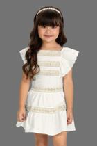 Conjunto Menina em Cotton Blusa e Saia com Pérolas Milon