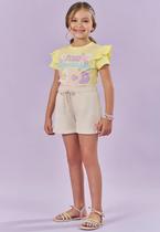 Conjunto Menina Estampado Amarelo Kukiê Conjunto Menina Estampado Amarelo Kukiê