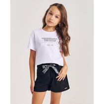 Conjunto Menina Forever Beautiful Blusa e Short Preto Beli.me