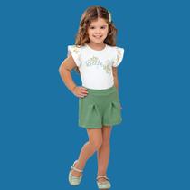Conjunto Menina Glinny Blusa Cotton e Short Moletom Piquet B Conjunto Menina Glinny Blusa Cotton e Short Moletom Piquet B