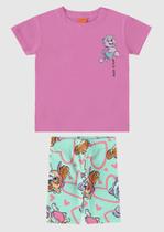 Conjunto Menina Infantil Camiseta e Bermuda Ciclista Patrulha Canina Everesta Malwee Kids