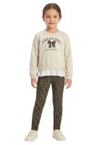 Conjunto Menina Infantil de Blusão em Moletom com Pelúcia e Calça Legging Térmica Infanti