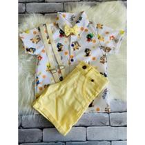 Conjunto Menina Infantil Luxo Temático Looney Tunes Baby + Bermuda Amarela