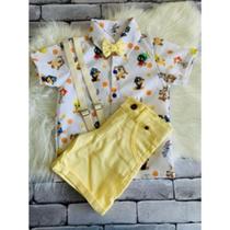 Conjunto Menina Infantil Luxo Temático Looney Tunes Baby + Bermuda Amarela Conjunto Menina Infantil Luxo Temático Looney Tunes Baby + Bermuda Amarela