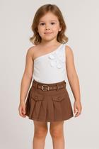 Conjunto menina infantil shorts saia com blusa flores bordado modinha blogueirinha Conjunto menina infantil shorts saia com blusa flores bordado modinha blogueirinha