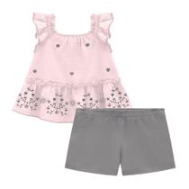 Conjunto Menina Infantil Verão Blusa e Short Milon