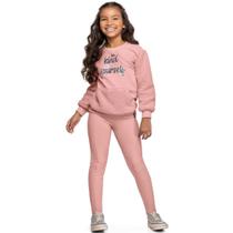 Conjunto Menina Inverno Casaco Moletom Com Pelos Tedy E Legging Molecotton 2 peças - Angerô
