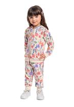 Conjunto Menina Jaqueta e Calça Moletom Floral Bee Loop