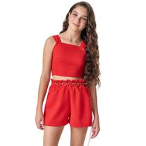 Conjunto Menina Juvenil Vermelho Natal Moda Teen 15495
