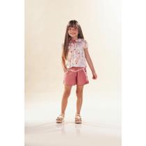 Conjunto Menina KiKi Xodó Bata e Shorts em Jacquard - Rose