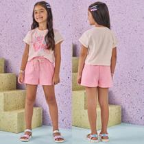 Conjunto Menina Kukiê Blusa Boxy Over Malha Flamê e Short Mo Tamanho:8Cor:Igual da foto