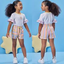 Conjunto Menina Kukiê Blusa Malha Power Short Tricoline Conjunto Menina Kukiê Blusa Malha Power Short Tricoline