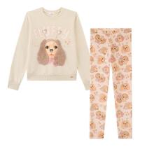 Conjunto Menina Kukiê Blusão em Moletom Peluciado e Leeging Fleece Luxo Tamanho:4 Conjunto Menina Kukiê Blusão em Moletom Peluciado e Leeging Fleece Luxo Tamanho:4