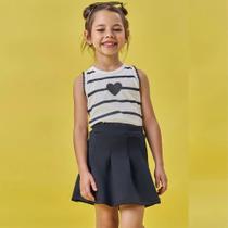 Conjunto Menina Kukiê Regata Malha UV e Short Saia FlyTech Branco/Preto Conjunto Menina Kukiê Regata Malha UV e Short Saia FlyTech Branco/Preto