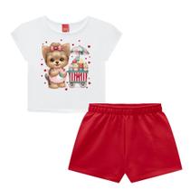 Conjunto Menina Kyly Blusa Algodão Cachorrinho e Short Molet Tamanho:1Cor:Igual da foto Conjunto Menina Kyly Blusa Algodão Cachorrinho e Short Molet Tamanho:1Cor:Igual da foto
