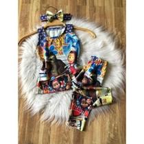 Conjunto Menina Legging Temático Macha e Urso + Laço de Cabelo Conjunto Menina Legging Temático Macha e Urso + Laço de Cabelo