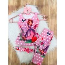 Conjunto Menina Legging Temático Princesa Sofia +Laço de Cabelo Conjunto Menina Legging Temático Princesa Sofia +Laço de Cabelo