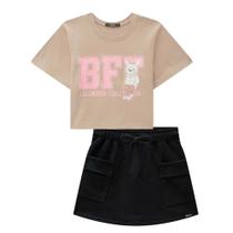 Conjunto Menina Lilimoon Blusa Boxy Cotton e Short Saia Moletom Leve