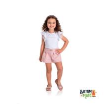 Conjunto menina - lovely - blusa cotton e short piquet Conjunto menina - lovely - blusa cotton e short piquet