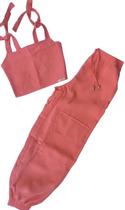 Conjunto menina luxo modinha cropped e calça jogger