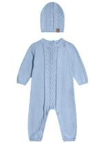 Conjunto Menina Macacão E Touca Em Tricô - Carinhoso Azul M Conjunto Menina Macacão E Touca Em Tricô - Carinhoso Azul M