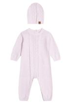 Conjunto Menina Macacão E Touca Em Tricô - Carinhoso Rosa M