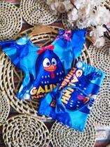 Conjunto Menina Malu Temático Galinha Pintadinha Azul + Short