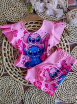Conjunto Menina Malu Temático Lilo & Stitch Rosa+Short RF02 Conjunto Menina Malu Temático Lilo & Stitch Rosa+Short RF02