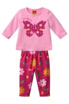 Conjunto Menina Meia Malha Estampa Borboleta e Flores Kyly Conjunto Menina Meia Malha Estampa Borboleta e Flores Kyly
