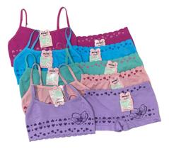 Conjunto Menina Moça Infantil Top E Calcinha Boxer Kit 2 Pçs